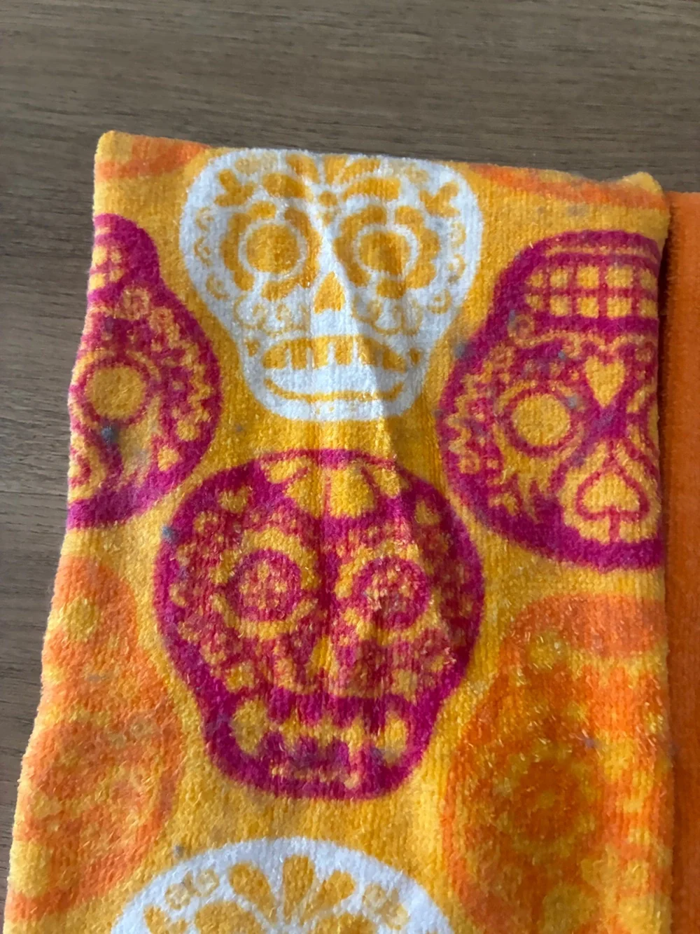 Day of the Dead Sugar Skull Cotton Hand Towels Set of 2 Halloween Fall EUC
